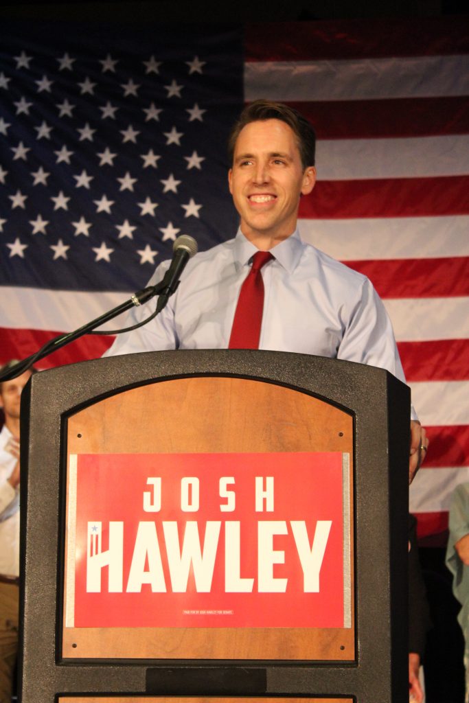 "File:Josh Hawley Primary Night.jpg" by Natureofthought is licensed under CC BY-SA 4.0