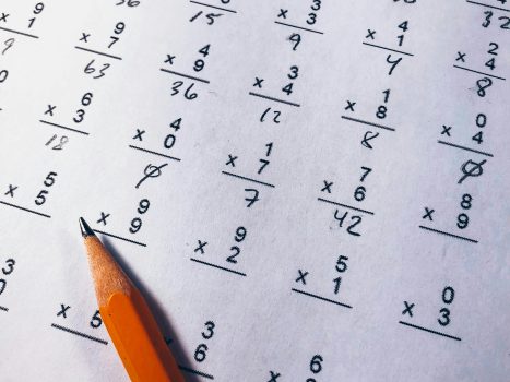 A multiplication drill, partly filled out. Image credit Chris Liverani/Unsplash.