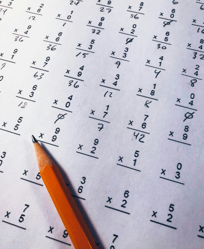 A multiplication drill, partly filled out. Image credit Chris Liverani/Unsplash.